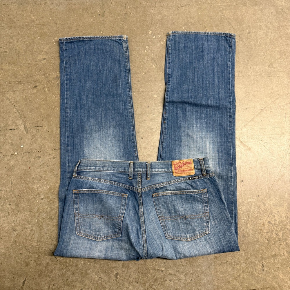 Lucky Brand 181 Relaxed Straight Mens Jeans 36x34 Medium Wash Blue Denim